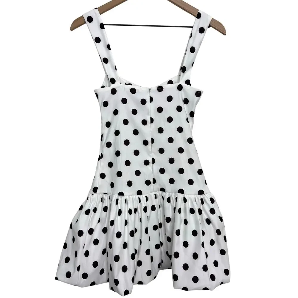 Zara Polka Dot Mini Bubble Balloon Dress Size Small New White Black